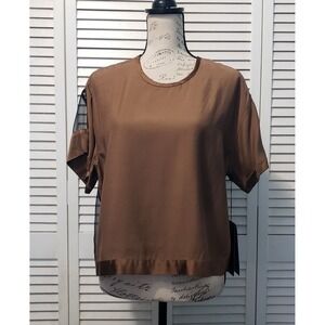 Pardington‎ Collective Devereux Tee Women's Size 10 Medium Brown Front Mesh Back